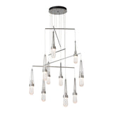 Link 10-Light Blown Glass Mobile Chandelier, shown in Sterling, Clear Bubble Glass, Standard, by Hubbardton Forge