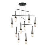 Link 10-Light Blown Glass Mobile Chandelier in Black, Clear Bubble Glass, Standard by Hubbardton Forge