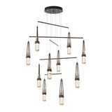 Link 10-Light Blown Glass Mobile Chandelier in Bronze, Clear Bubble Glass, Standard by Hubbardton Forge