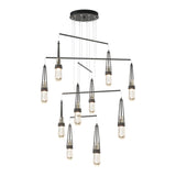 Link 10-Light Blown Glass Mobile Chandelier in Dark Smoke, Clear Bubble Glass, Standard by Hubbardton Forge