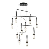 Link 10-Light Blown Glass Mobile Chandelier in Ink, Clear Glass with White Threading, Standard by Hubbardton Forge