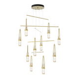Link 10-Light Blown Glass Mobile Chandelier in Modern Brass, Clear Bubble Glass, Standard by Hubbardton Forge