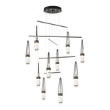 Link 10-Light Blown Glass Mobile Chandelier in Oil Rubbed Bronze, Clear Glass with White Threading, Standard by Hubbardton Forge