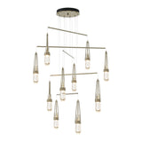 Link 10-Light Blown Glass Mobile Chandelier in Soft Gold, Clear Bubble Glass, Standard by Hubbardton Forge