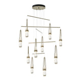 Link 10-Light Blown Glass Mobile Chandelier in Soft Gold, Clear Glass with White Threading, Standard by Hubbardton Forge
