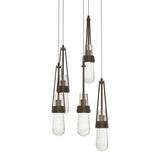 Link 5-Light Blown Glass Pendant in Bronze, Clear Bubble Glass, Long by Hubbardton Forge