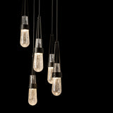 Link 5-Light Blown Glass Pendant detail in Oil Rubbed Bronze, Clear Bubble Glass, Standard, by Hubbardton Forge