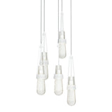 Link 5-Light Blown Glass Pendant in White, Clear Bubble Glass, Long by Hubbardton Forge