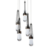 Link 5-Light Clear Glass Pendant, shown in Oil Rubbed Bronze, Standard, by Hubbardton Forge