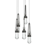 Link 5-Light Clear Glass Pendant in Natural Iron, Standard by Hubbardton Forge