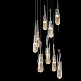 Link 9-Light Blown Glass Chandelier detail in Sterling, Clear Bubble Glass, Standard, by Hubbardton Forge