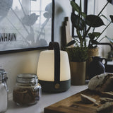 Lite-Up 2.0 Battery Table Lamp - Petroleum, on a kitchen counter