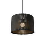 Living Hinges Wide Drum Pendant By Accord, Color: Organic Black, ,| Casa Di Luce Lighting