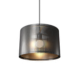 Living Hinges Wide Drum Pendant By Accord, Color: Organic Lead Grey, ,| Casa Di Luce Lighting