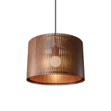Living Hinges Wide Drum Pendant By Accord Lighting, Finish: Imbuia, ,| Casa Di Luce Lighting