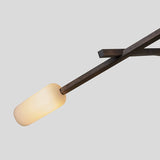 Locus Chandelier by Cerno - dark stained walnut arm and hand-blown enamel white glass shade detail