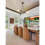 Locus Chandelier by Cerno in dark stained walnut with black accents in a dining room, alternate view