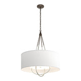 Loop Pendant in Bronze, Natural Anna Shade, Sterling by Hubbardton Forge