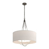 Loop Pendant in Dark Smoke, Flax Shade, Sterling by Hubbardton Forge