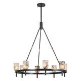 Lucian Chandelier Urban Bronze Alabaster Medium By Alora