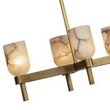 Lucian Linear Chandelier Vintage Brass Alabster By Alora Detailed View