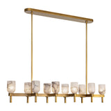 Lucian Linear Chandelier Vintage Brass Alabster By Alora