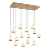 Lucidata Rectangular LED Chandelier Antique Brass 14 Lights By Lib And Co Side View