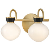 Lucy Vanity Light 2 Light Lacquered Brass Black By Lark Living - Side View1
