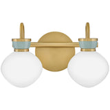 Lucy Vanity Light 2 Light Lacquered Brass Seafoam By Lark Living - Front View