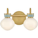 Lucy Vanity Light 2 Light Lacquered Brass Seafoam By Lark Living
