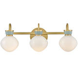 Lucy Vanity Light 3 Lights Lacquered Brass Seafoam By Lark Living
