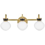 Lucy Vanity Light 3 Lights Lacquered Brass Black By Lark Living - Front View