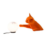 MAOO TABLE LAMP BY KARMAN, DESCRIPTION: LAMP IN ORANGE FLOCKED CERAMIC, LAMPSHADE IN FROSTED GLASS, , | CASA DI LUCE LIGHTING