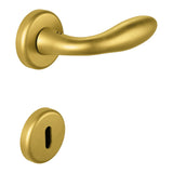 Mach Door Lever in Satin Gold angled view by Colombo Design