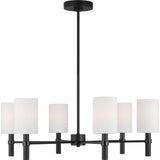 Manor Chandelier — 30", White Linen, Midnight Black
