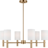 Manor Chandelier — 30", White Linen, Satin Brass