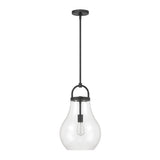 Mansfield 12-inch 1-light Matte Black Pendant Light with Clear Glass Shade