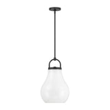 Mansfield 12-inch 1-light Matte Black Pendant Light with Opal Glass Shade