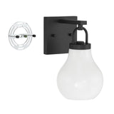 Mansfield 6-inch 1-light Matte Black Vanity Light with Opal Glass Shade