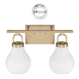 Mansfield 16-inch 2-light Champagne Gold Vanity Light with Opal Glass Shades