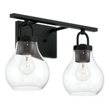 Mansfield 16-inch 2-light Matte Black Vanity Light with Clear Glass Shades
