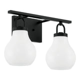 Mansfield 16-inch 2-light Matte Black Vanity Light with Opal Glass Shades