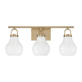 Mansfield 24-inch 3-light Champagne Gold Vanity Light with Opal Glass Shades