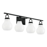 Mansfield 34-inch 4-light Matte Black Vanity Light with Opal Glass Shades