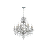 Maria Theresa Crystal Chandelier, Wide 12-Light 28'' Polished Chrome