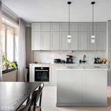 Marmor Pendant Light Small Matte Black White Marble By Matteo - Lifestyle View