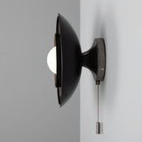 Marrakesh Pull Chain Wall Light Antique Silver & Matt Black
