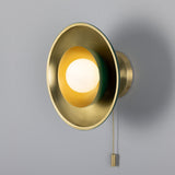 Marrakesh Pull Chain Wall Light Satin Brass & Racing Green