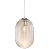 Maruna Long Pendant Light Chrome Gognac Glass By Matteo - Front View