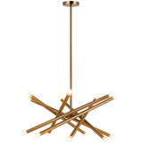 Matchstix Chandelier Large Aged Gold Brass Clear Glass By Matteo - Front View3